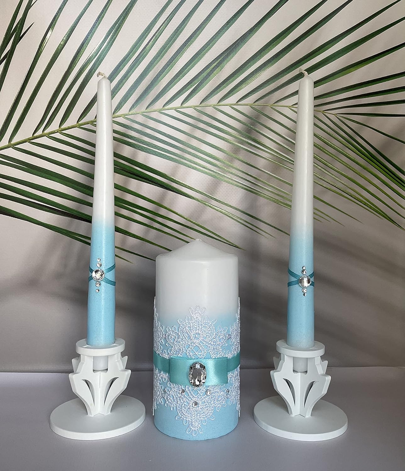Unity Candle Set for Wedding - Turquoise