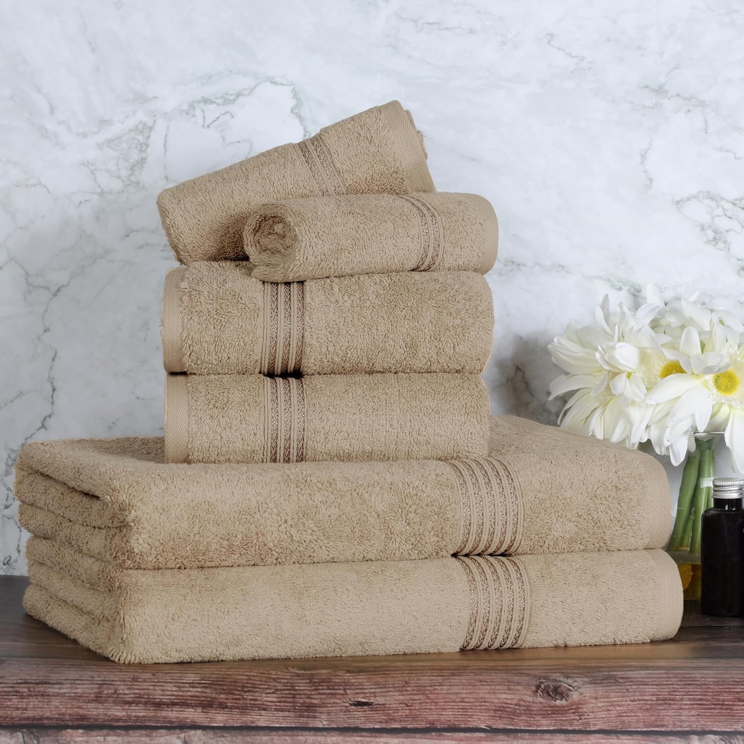 Superior Egyptian Cotton 6-Piece Towel Set in Taupe