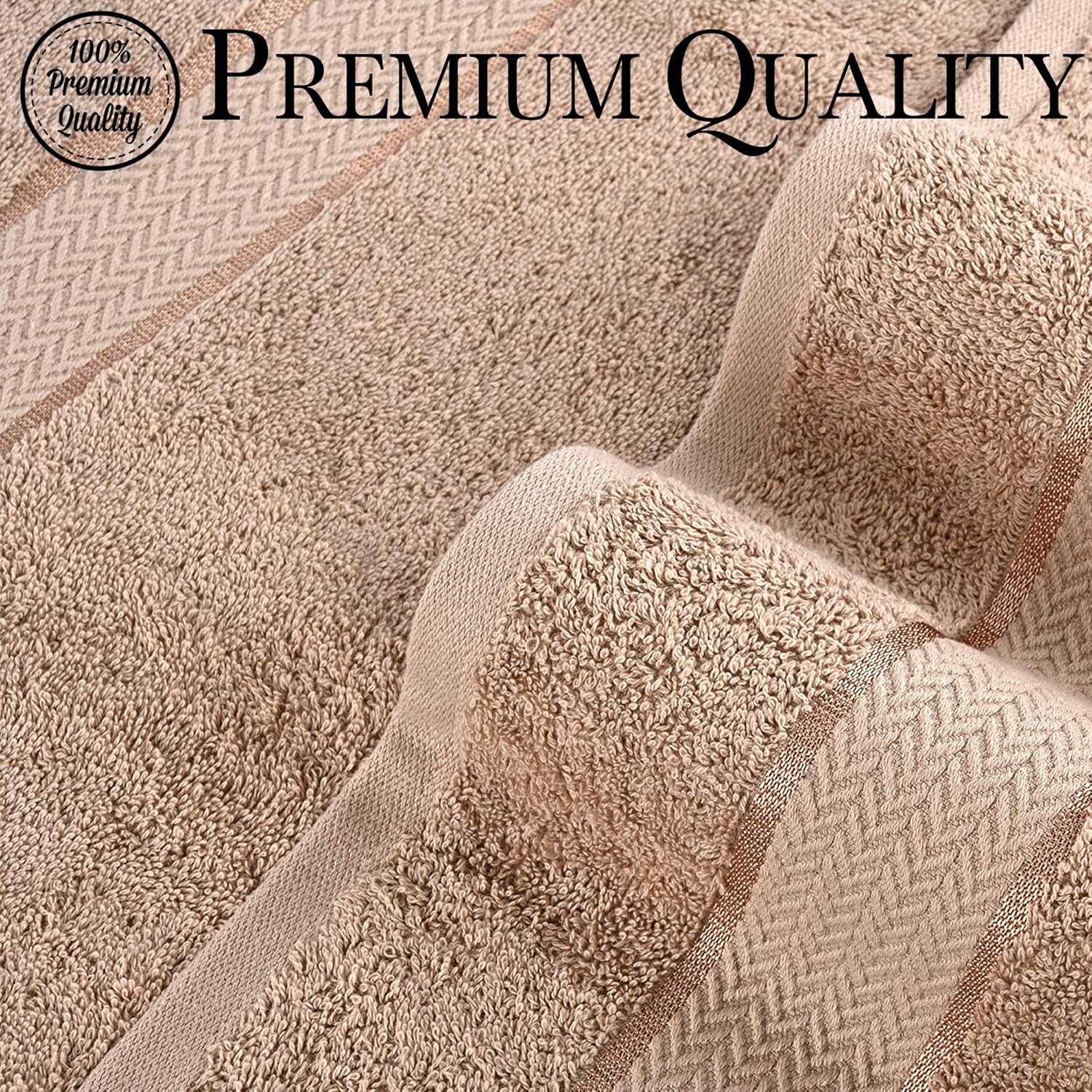 CRAFTBERRY Luxury Bath Towel Set - 6 Piece Taupe Tan Beige