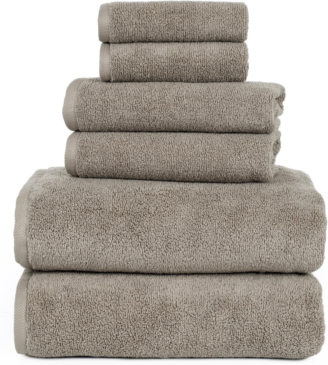6PC Towel Set - Premium Cotton Bath Towels in Taupe