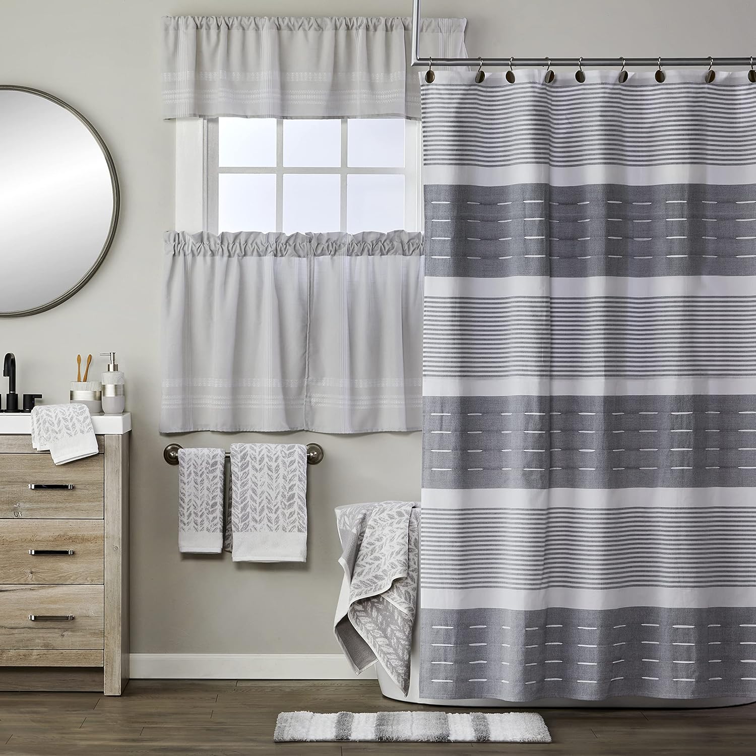 SKL Home Distressed Leaves Bath Towel Gray 28x54 1