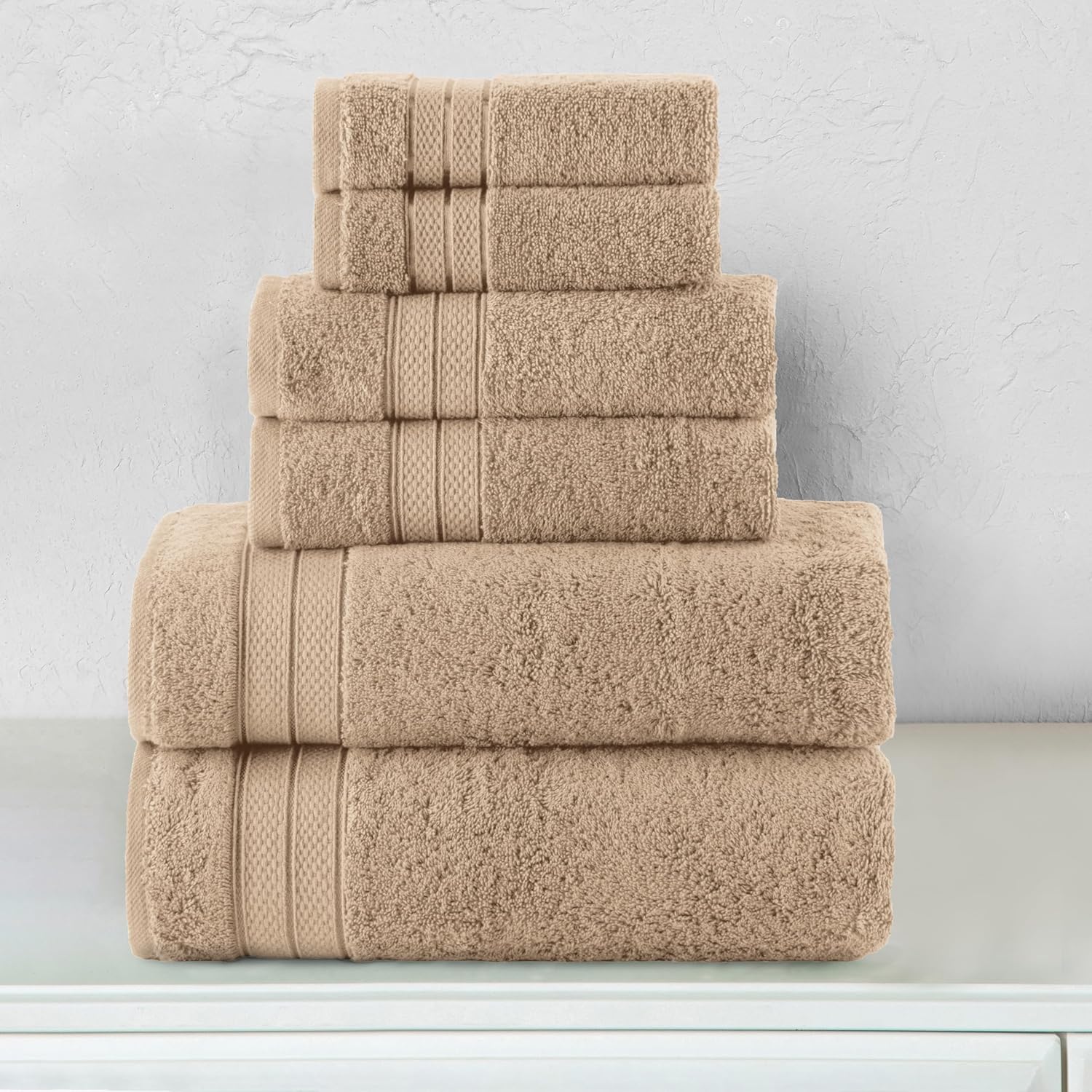 Elegant Comfort Luxury 6-Piece Towel Set - Tan
