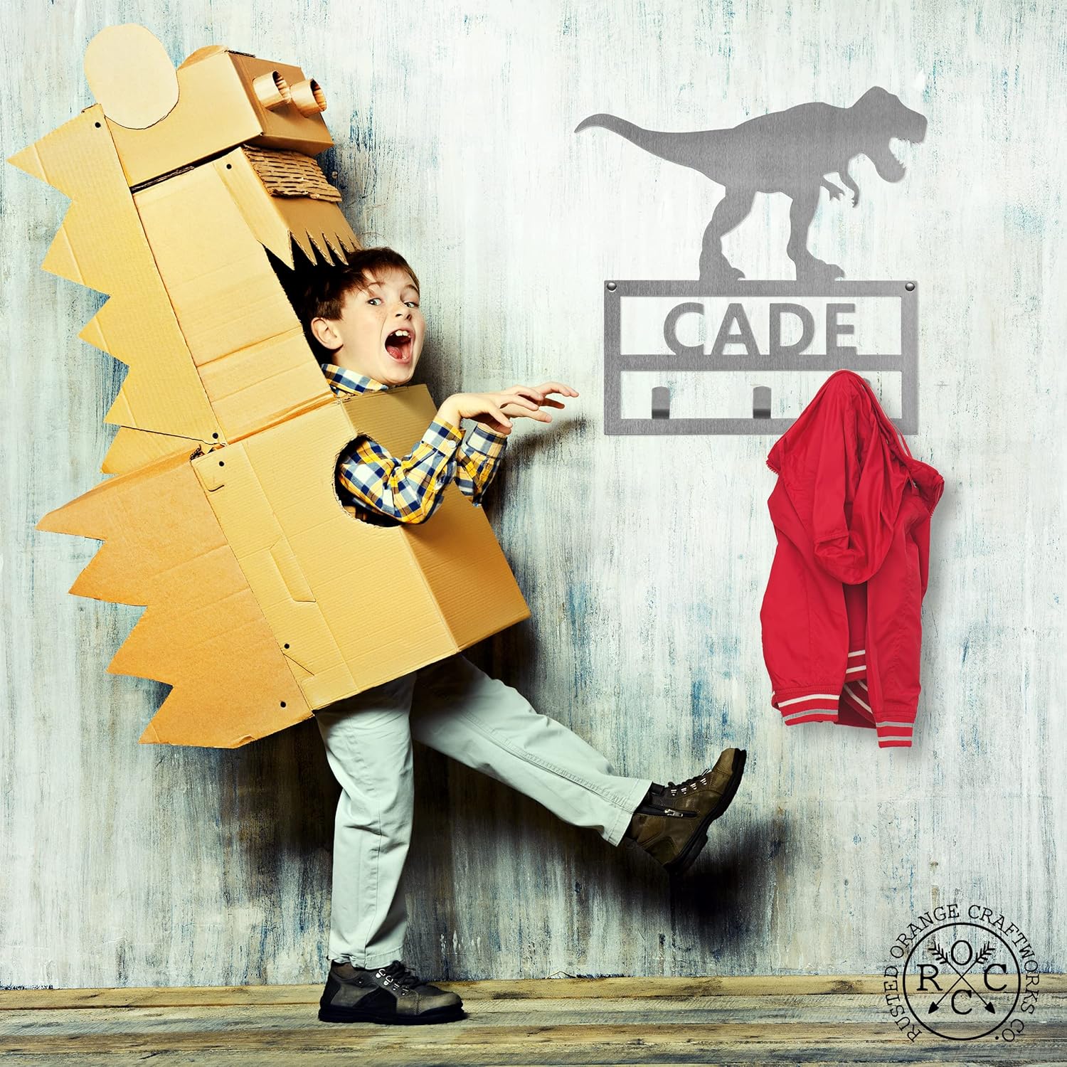Dinosaur Signs with Hooks - Personalized with Childs Name