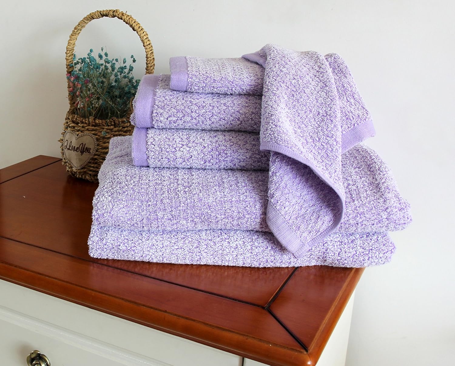 Everplush Diamond Jacquard 6-Piece Bath Sheet Set Lavender