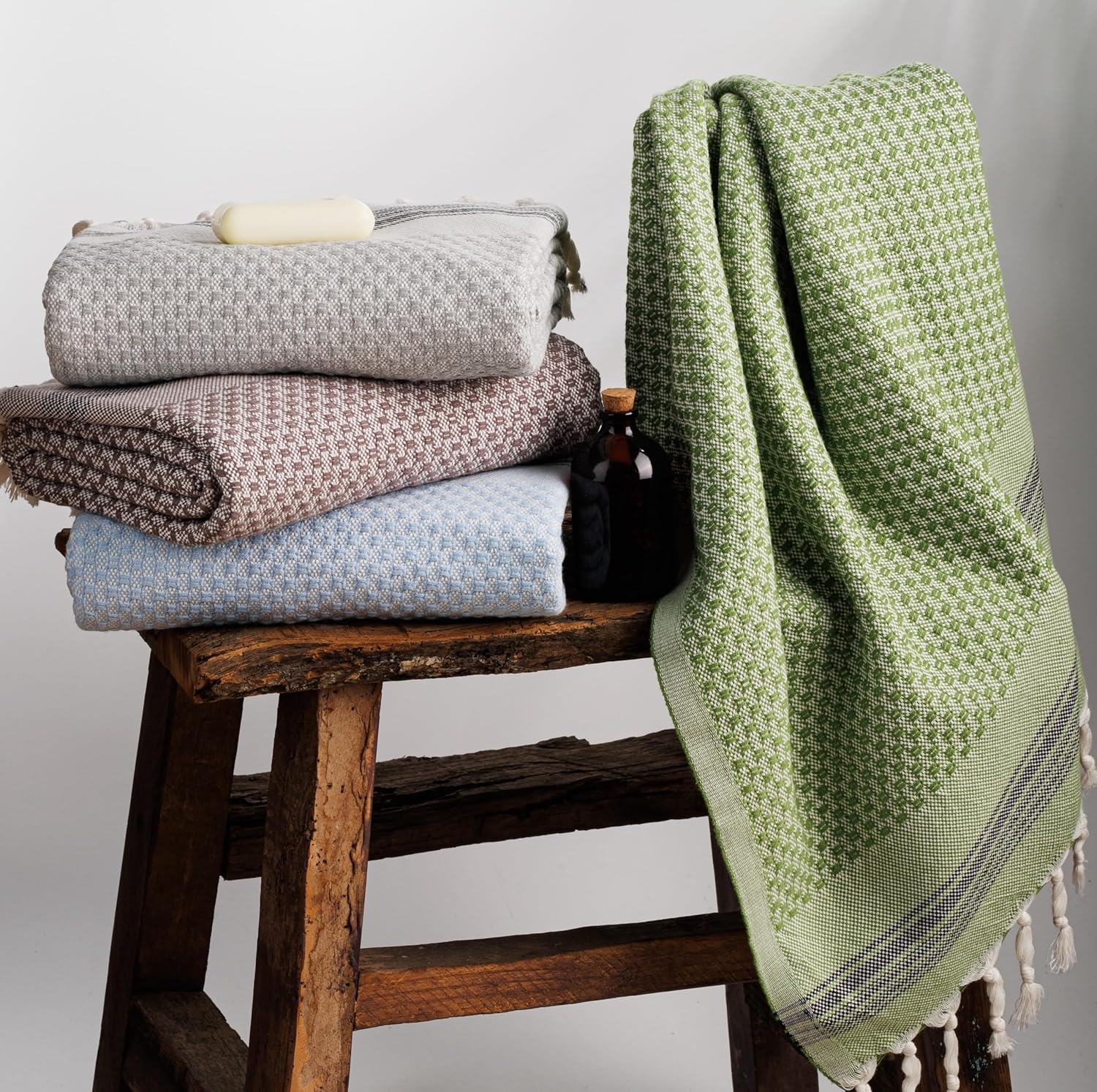 DEMMEX Micro Waffle Turkish Bath Towel - 70x40 Khaki 1