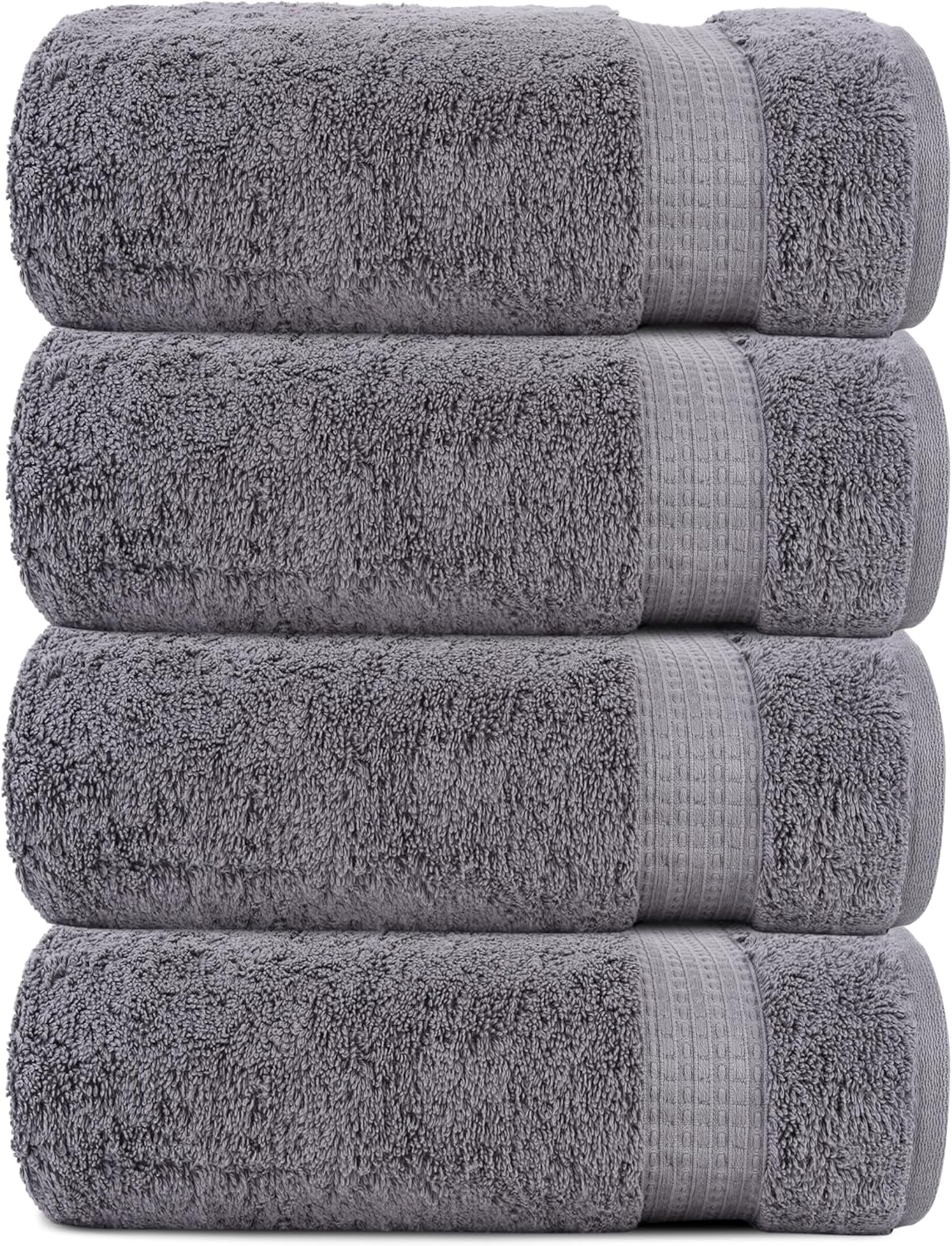 Organix Luxury 4 Pack Bath Towels Dark Grey 30x60 Inches