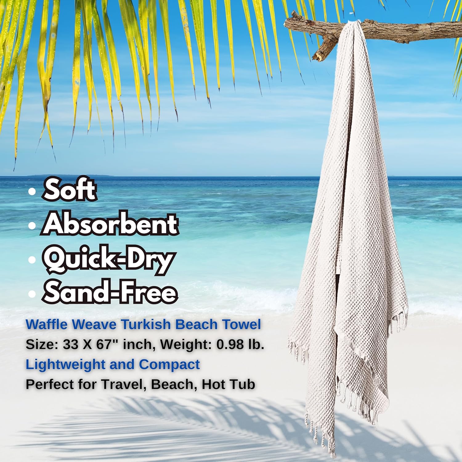 Pskl Turkish Organic Cotton Waffle Bath Towel