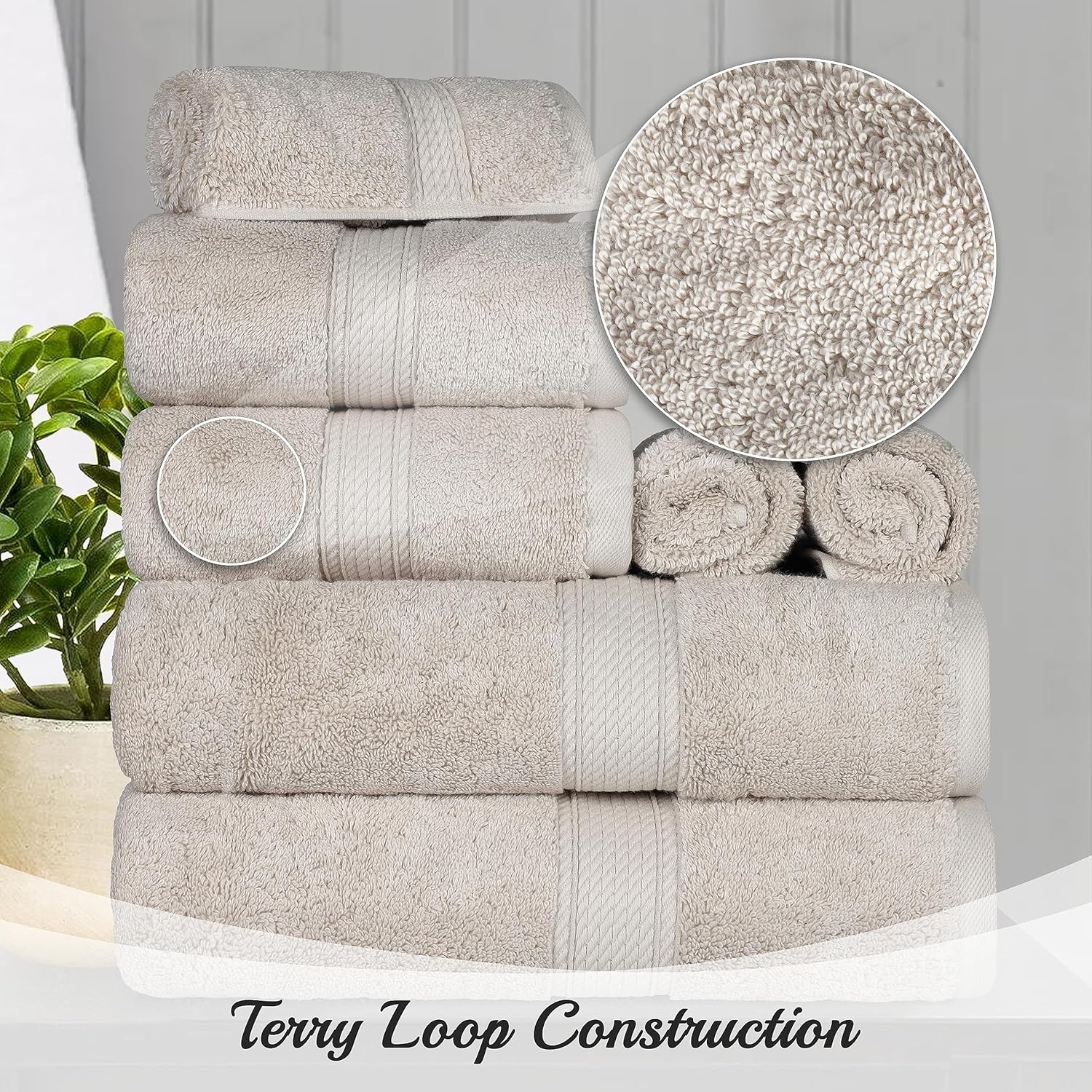 BLUENILEMILLS Egyptian Cotton Towel Set 9-Piece 800 GSM Stone Grey