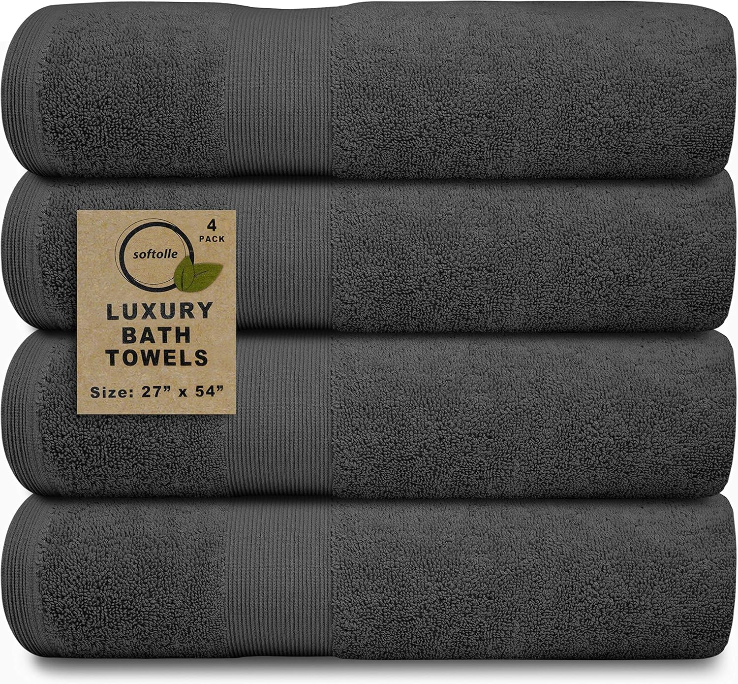 Softolle Luxury Bath Towels Set of 4 27 x 54 Grey 1
