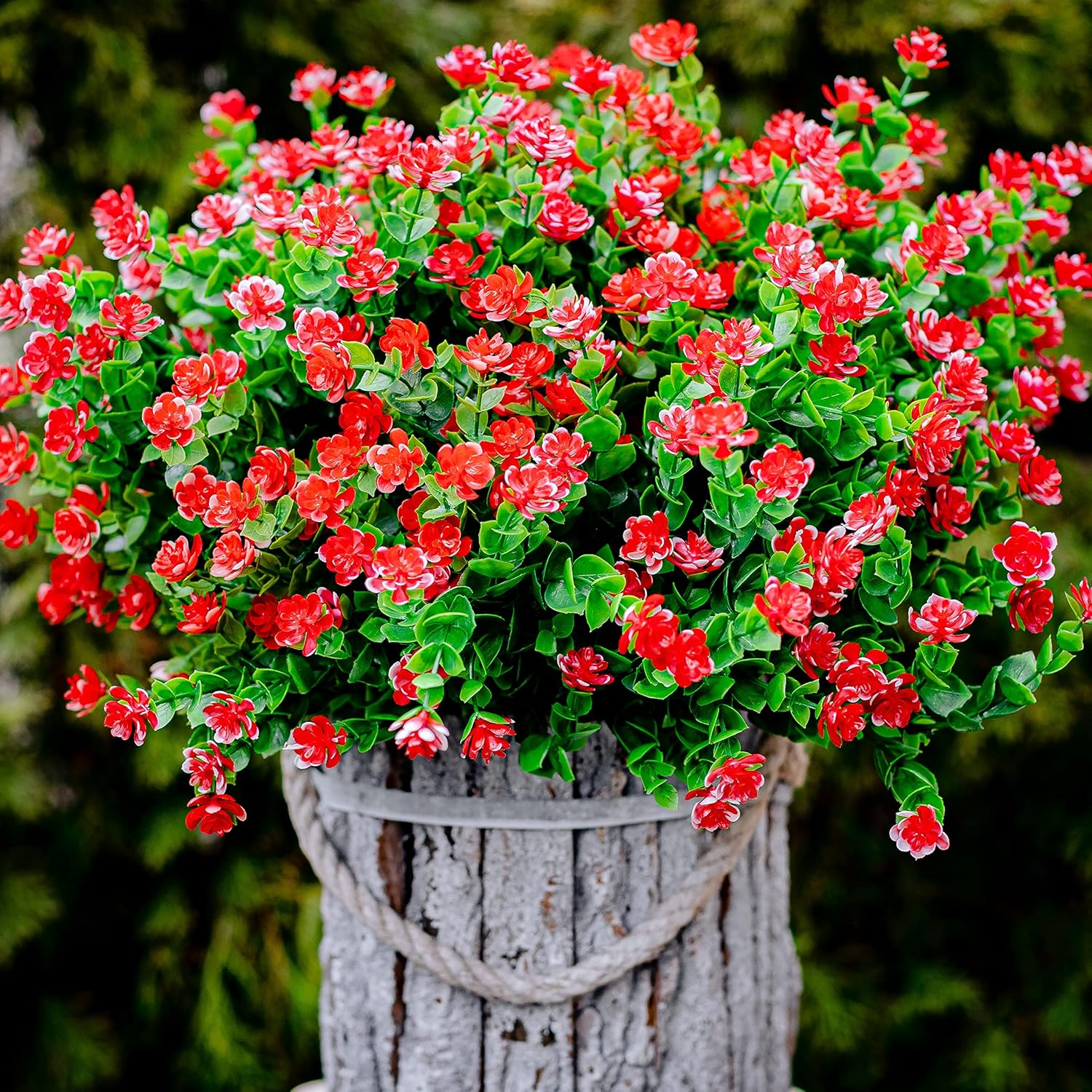 AXYLEX Artificial Flowers Outdoor Red 12 PCS Set