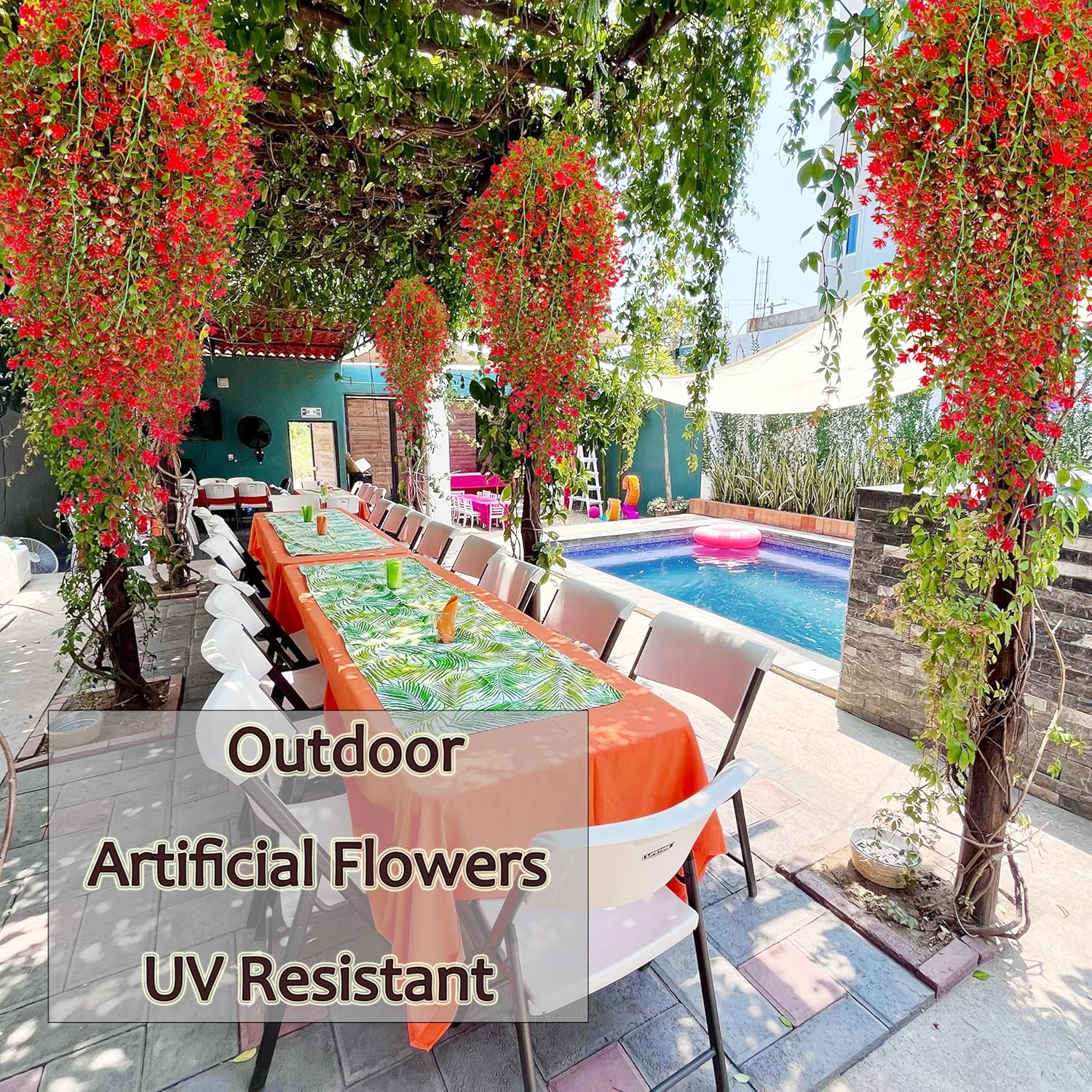 LEIISSURREE Artificial Hanging Plants Set 6 Pcs Red