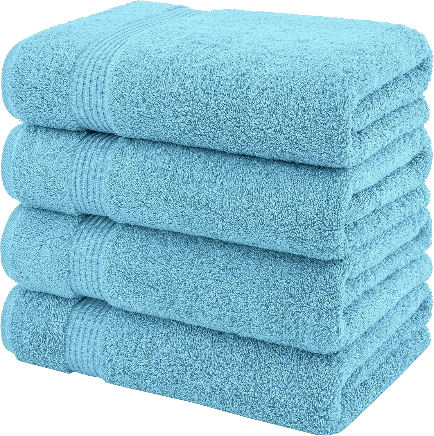 American Veteran 4 Pack Turkish Bath Towels Sky Blue