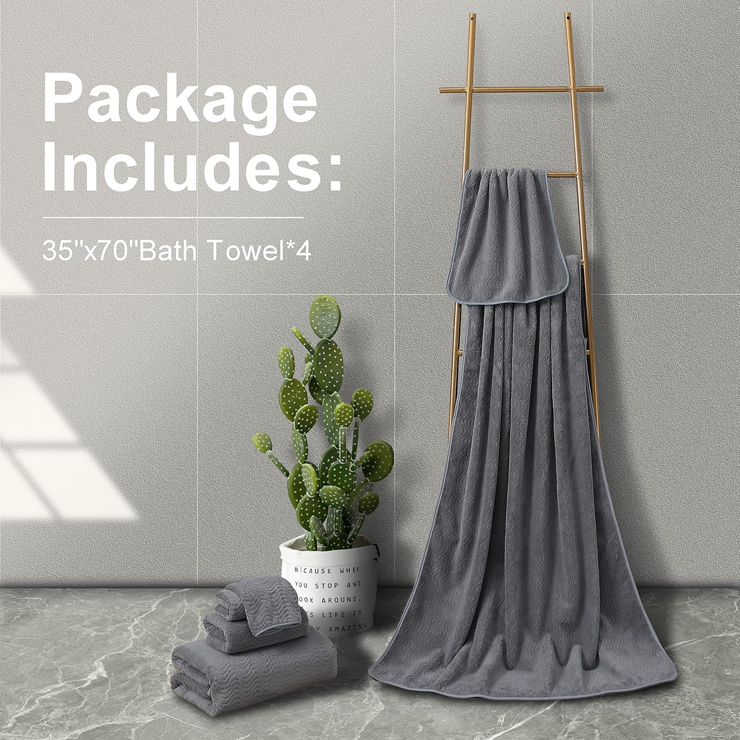 Smuge Ultra Soft Microfiber Bath Towel Set of 4